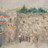 MID CENTURY JUDAICA OIL PAINTING JERUSALEM SIGNED PIC-1